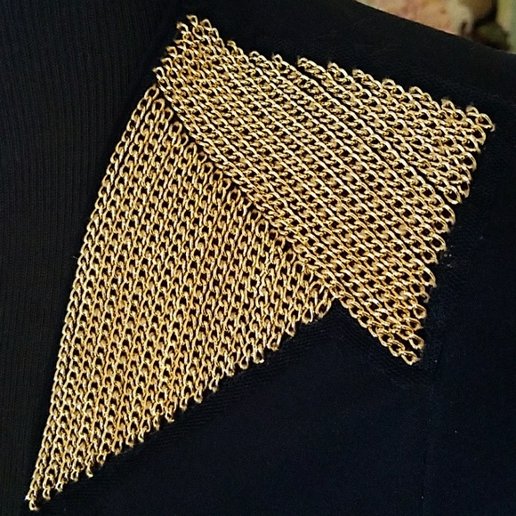 Black Blazer with gold shoulder embellishment - Picture 2 of 3